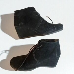Toms‎ Womens Black Suede Wedge Booties Size 7.5